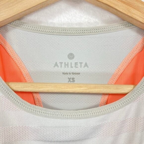 🔥 3/$15 🔥 Athleta Mesh Motion Striped Athletic Active Tank Top Gray XS - Picture 5 of 6